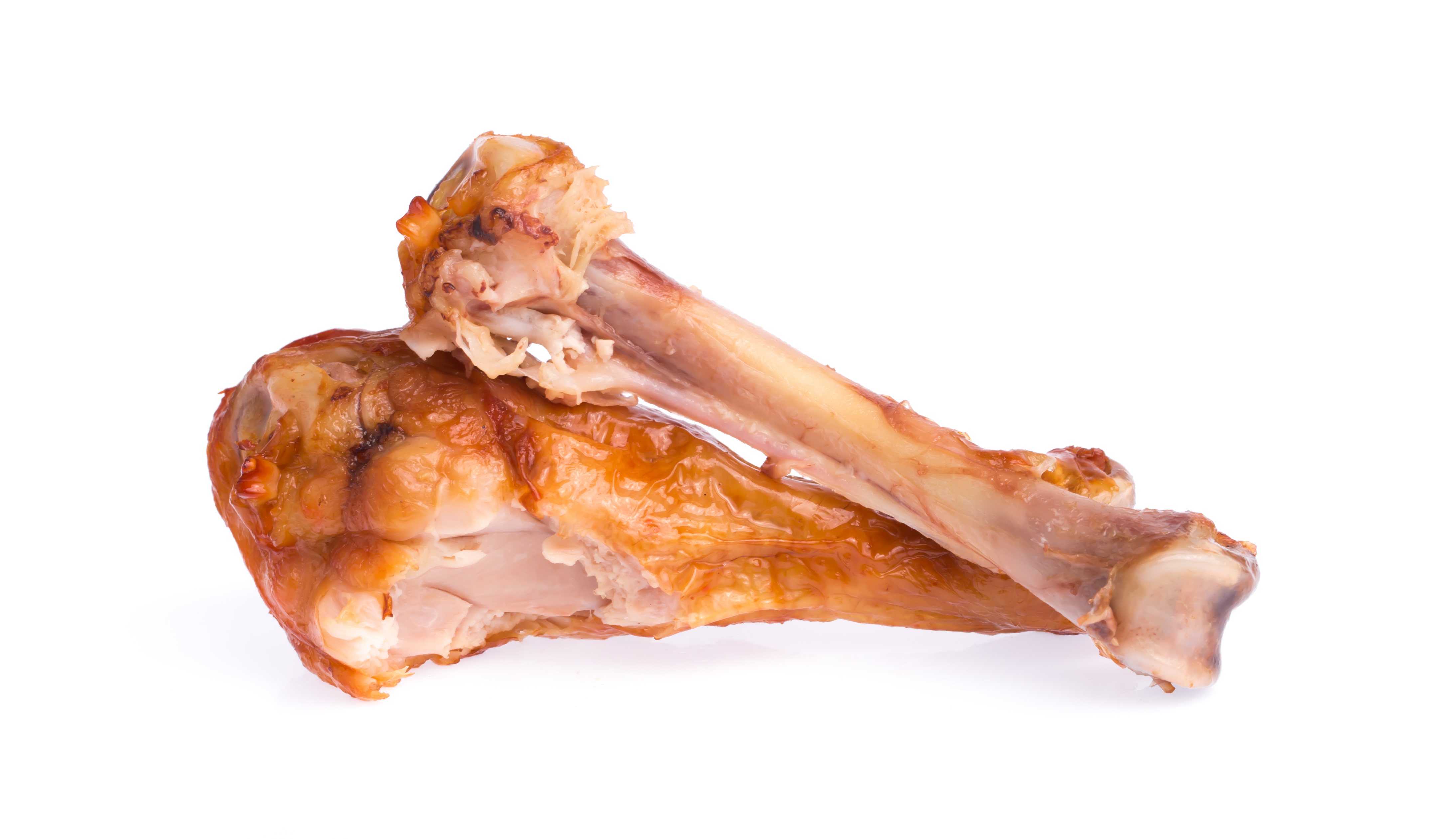 bone of Roasted chicken leg isolated on white background