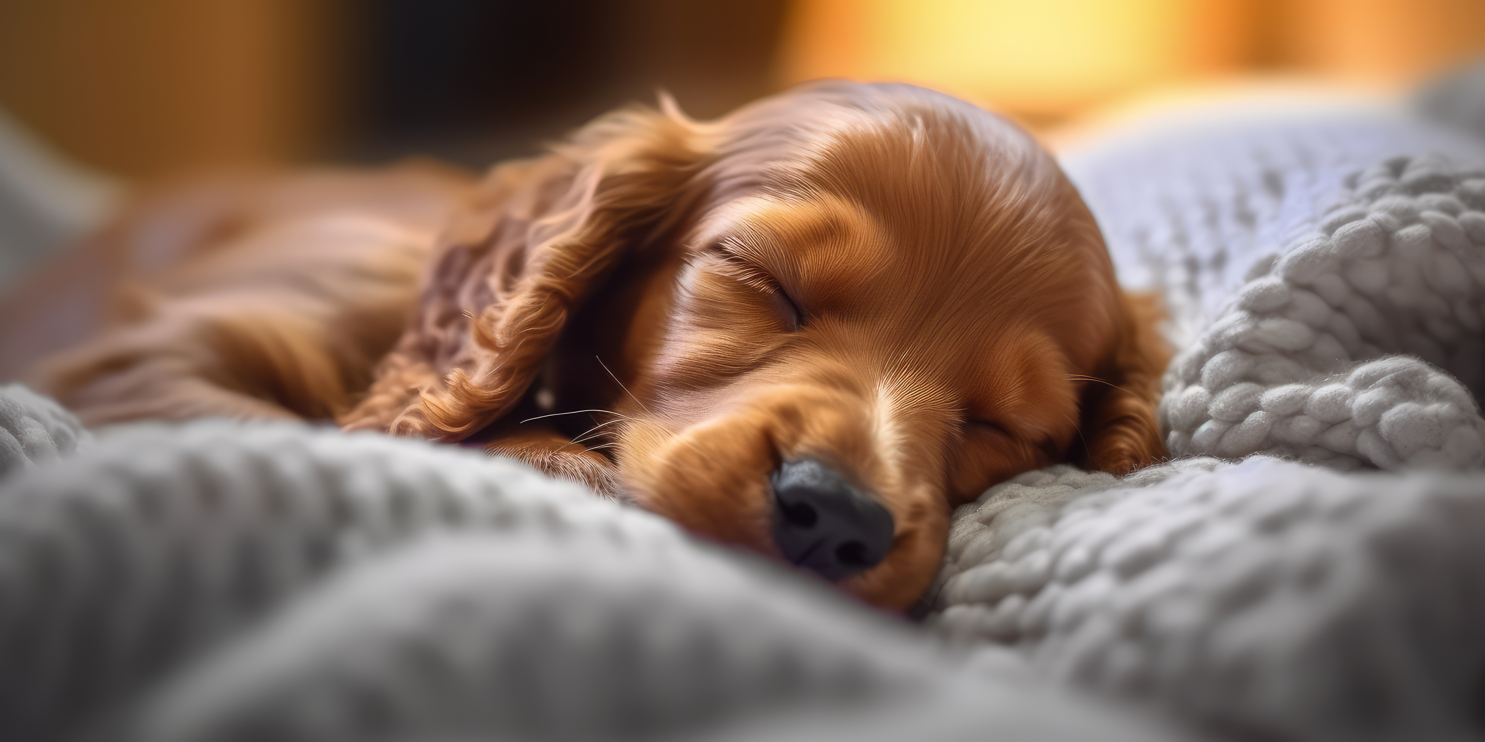 Close up of English Cocker spaniel puppy sleep generative AI